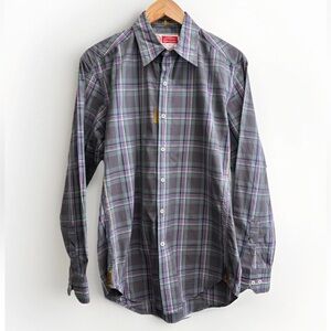 ROBERT GRAHAM Freshly laundered Gray Checkered Button Down 100% Cotton Men Med